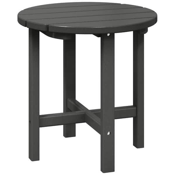 Side Table Outdoor Round Slatted Top Light Brown Tripod Base Coastal Deck