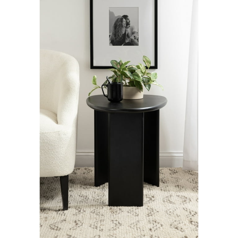 Side Table Pebble Shape Matte Black Irregular Round Modern Minimalist
