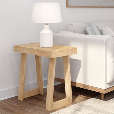 Side Table Plank Top Lower Shelf Natural Finish Modern Organic Living Room