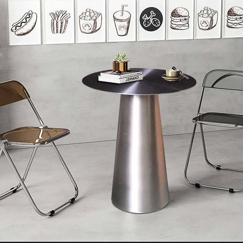 Side Table Polished Chrome Trumpet Base Tray Top