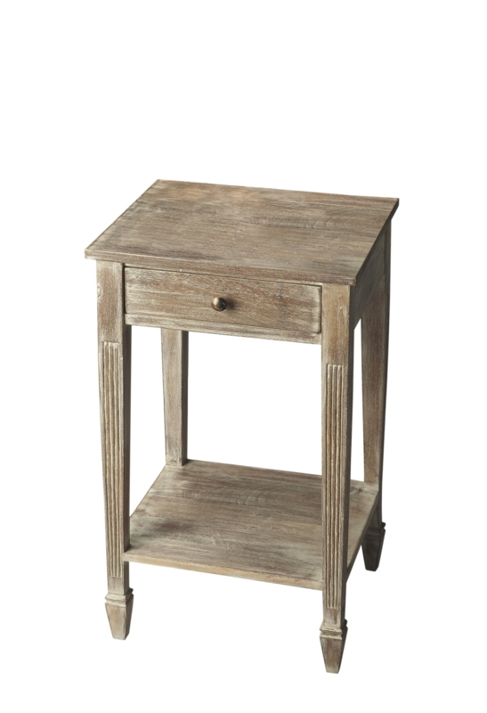 Side Table Rectangular Three Tier Wood Tapered Legs Mid-Century Modern