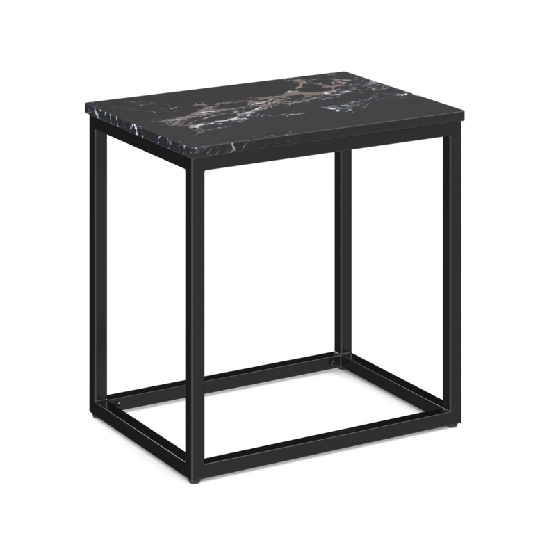 Side Table Rectangular Wood Top Metal Sled Base