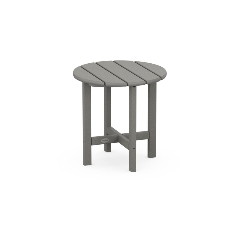 Side Table Round Black Composite Material Cross-Brace Base Coastal Garden