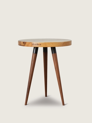 Side Table Round Light Wood Toned Splayed Tapered Legs Scandinavian