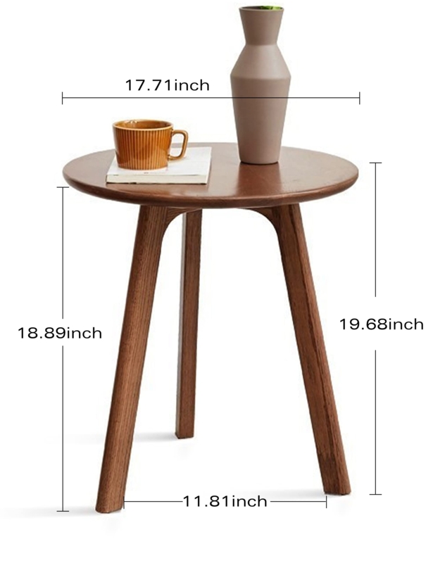 Side Table Round Natural Wood Grain Tripod Base Minimalist Design