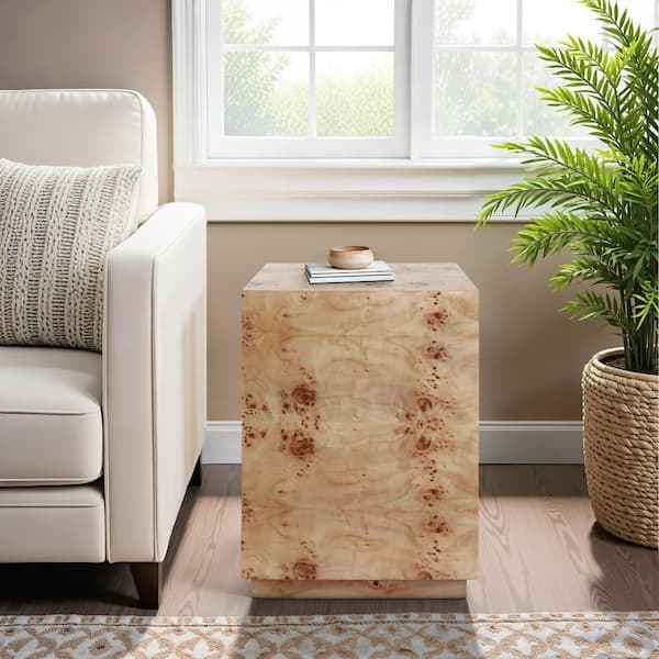 Side Table Round Stacked Base Cylindrical Silhouette Light Wood