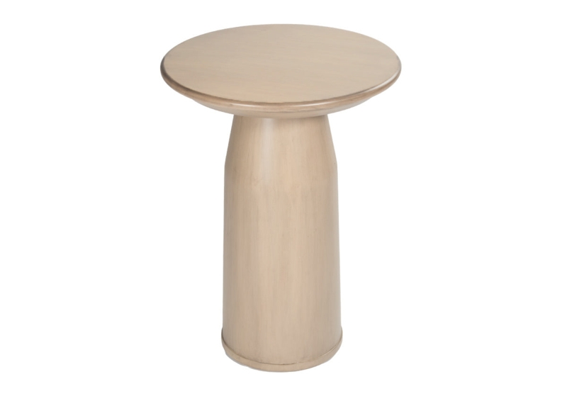 Side Table Round Tripod Base Notched Detail Dark Walnut Wood Minimalist