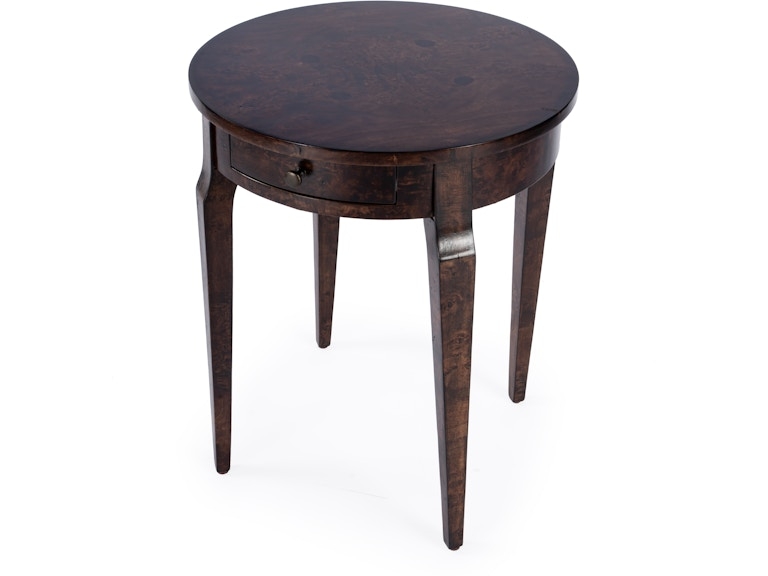 Side Table Round Veined Stone Top Black Metal Tripod Base Minimalist