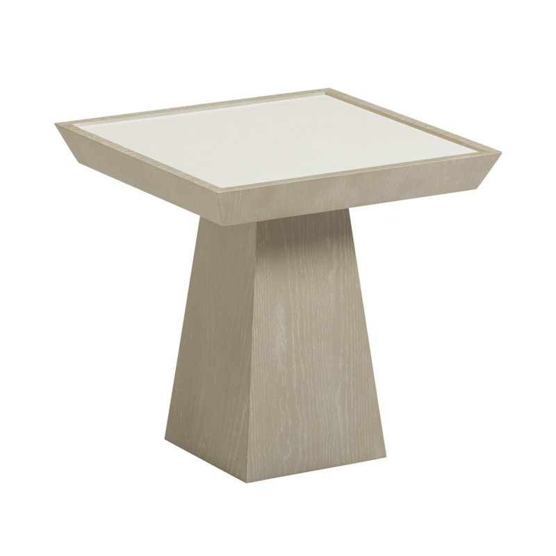 Side Table Round with Pleated Pedestal Base Washed Ash