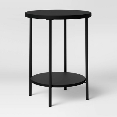 Side Table Round Wood Top Slim Metal Tripod Base