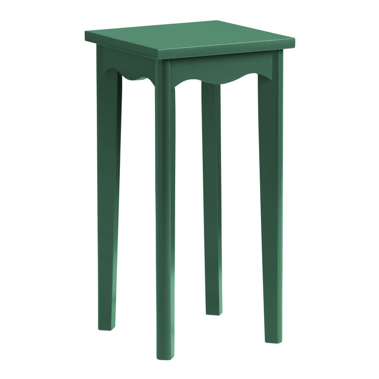 Side Table Scalloped Edge Foliage Green Tripod Base Boho Style
