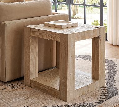 Side Table Sierra Finish Reclaimed Look Thick Legs