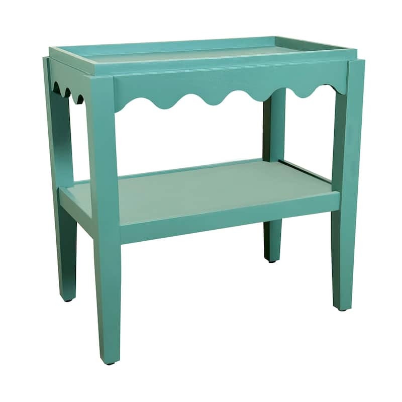 Side Table Slatted Shelf Seagrass Green Side Table