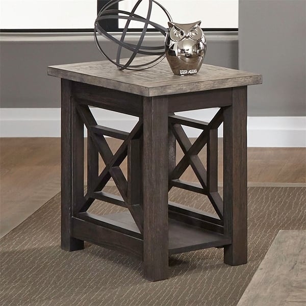 Side Table Slim Profile with Charcoal Frame and Ash Top