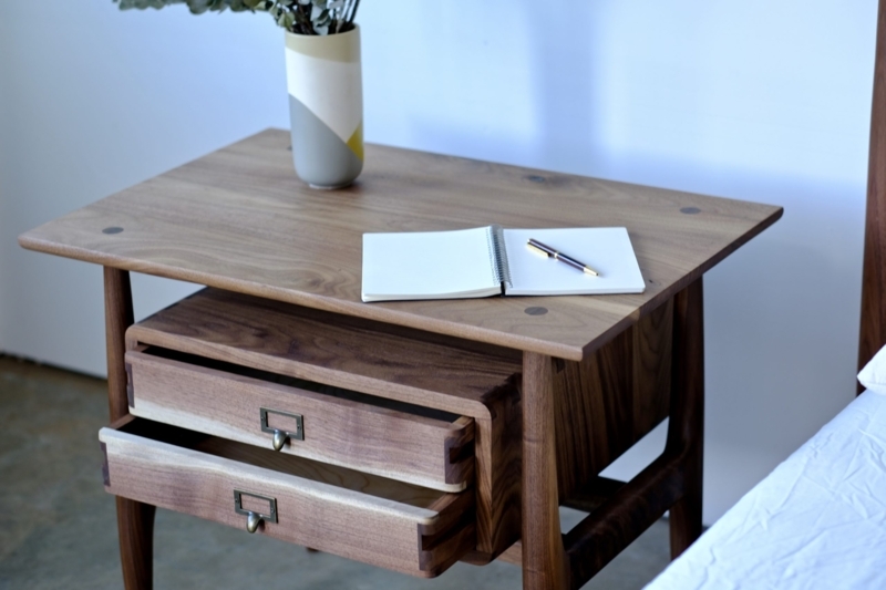 Side Table Square Exposed Joinery Lower Shelf Natural Finish