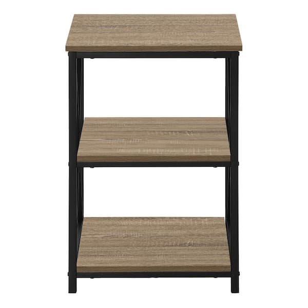 Side Table Square Top Three-Tier Open Shelving Straight Legs