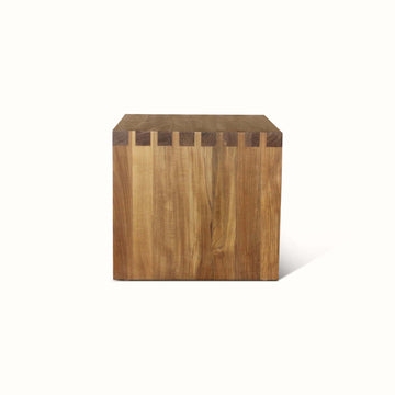 Side Table, Thick Plank Construction, Sculptural Wood Block Design