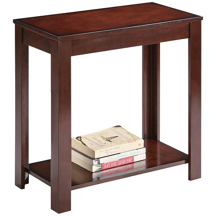 Side Table Traditional Dark Cherry Finish with Cabriole Legs