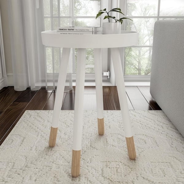 Side Table Tripod Base White Tray Top Scandi Style