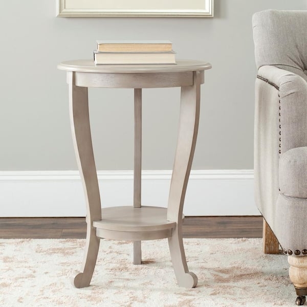 Side Table Turned Post Weathered Grey Finish Single Drawer Storage