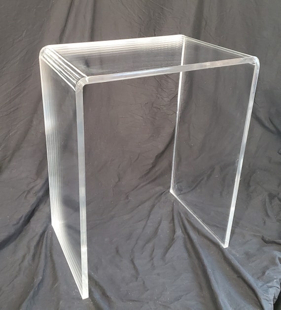 Side Table U-Shaped Acrylic Waterfall Edge Minimalist Clear