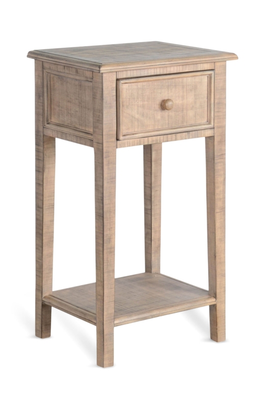 Side Table Warm Brown Ring Pull Hardware Tapered Legs Satin