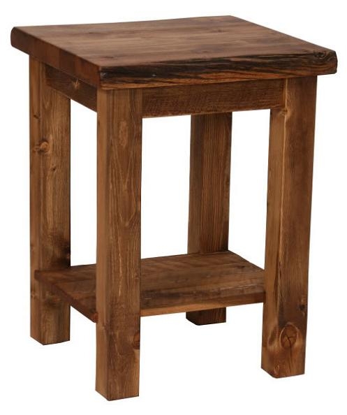 Side Table Weathered Finish Rectangular with Shelf
