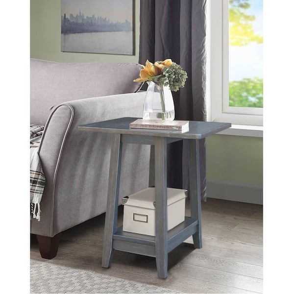 Side Table with Drop Leaf Feature, Square Heather Gray Finish