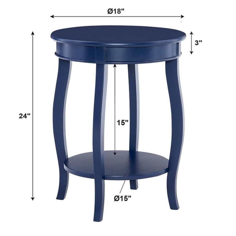 Side Table with Silver Hardware, Single Drawer, Modern Blue Finish
