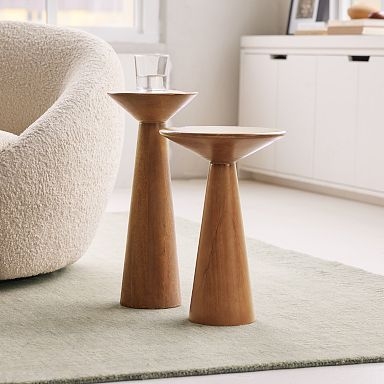 Side Table with Turned Pedestal Base, Small Space Drink Tables
