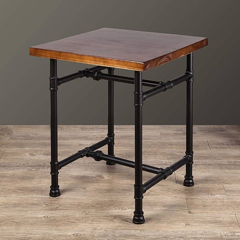 Side Table with Two Tier Design and Industrial Pipe Legs