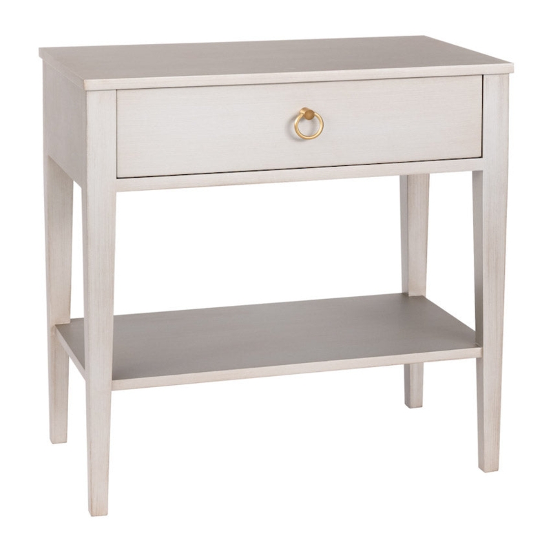 Silver Shagreen Nightstand with Drawer and Open Shelf
