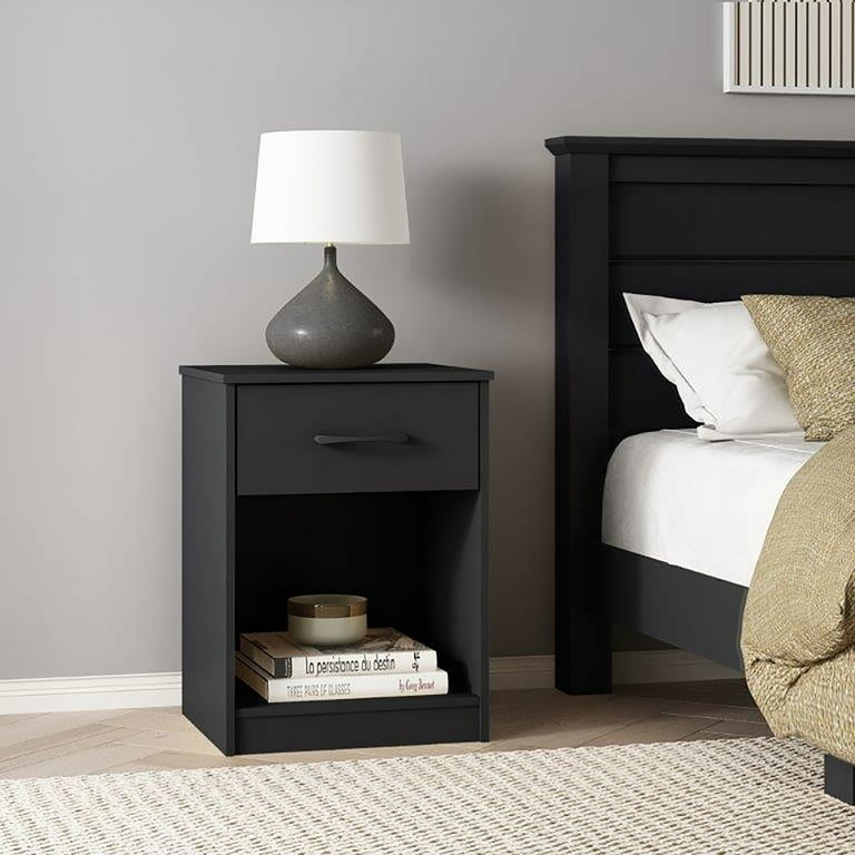 Single-Drawer Nightstand with Open Lower Shelf, Functional Design