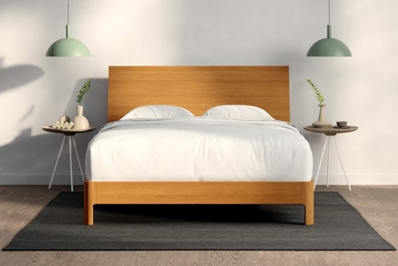 Slatted Headboard with Rounded Corners, Natural Oak Finish, Scandi Style