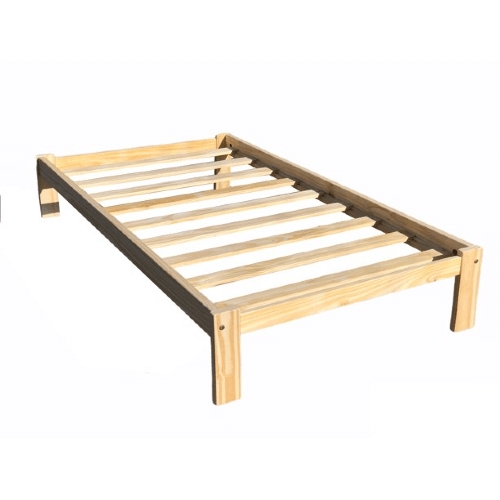 Slatted Platform Bed Vertical Slats Square Legs Pine Look