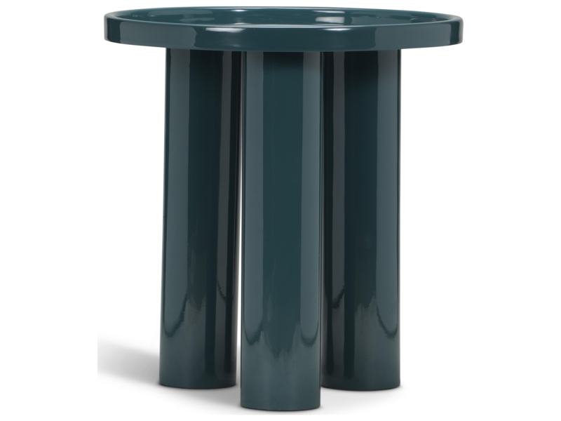 Sleek Round Pedestal End Table with Glossy Enamel Finish