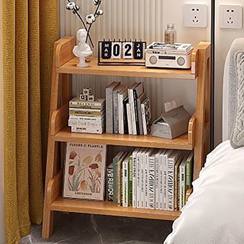 Sleek White Tiered Nightstand with Gold Drawer Handle