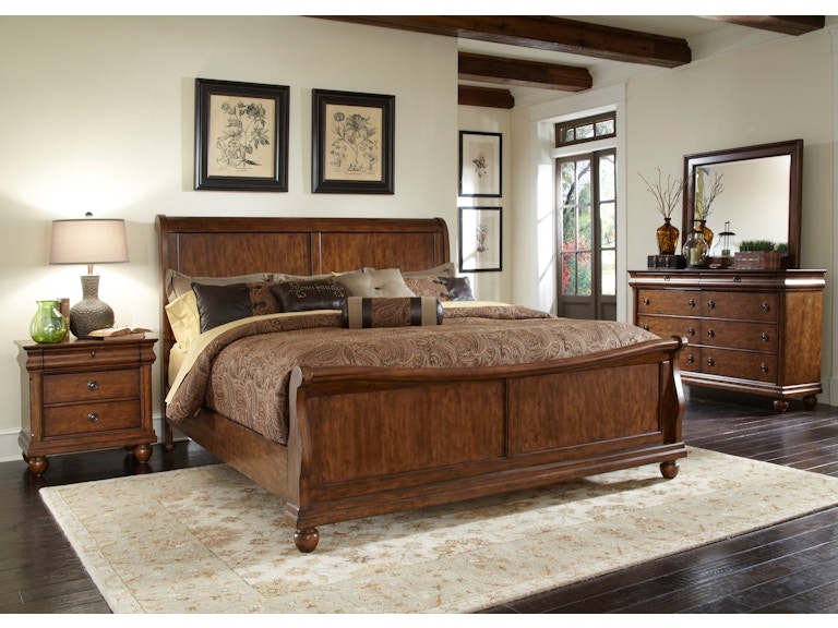 Sleigh Bed Queen Espresso Bun Feet Molded Edges Stately Design