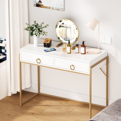Slender Frame Makeup Vanity and Writing Desk Solution