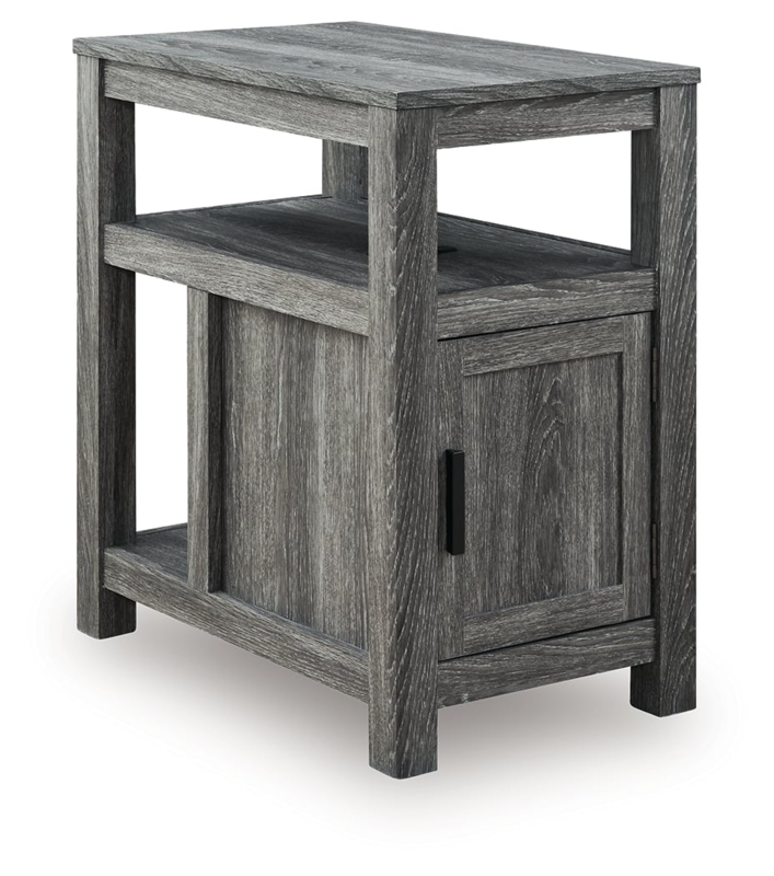 Slim Profile End Table, Weathered Finish, Narrow Chairside Table