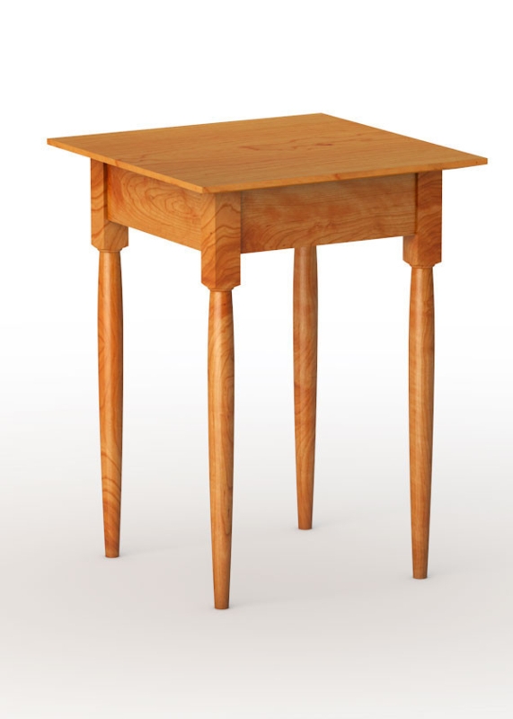 Slim Shaker Cherry End Table Square Top Drawer Satin Finish
