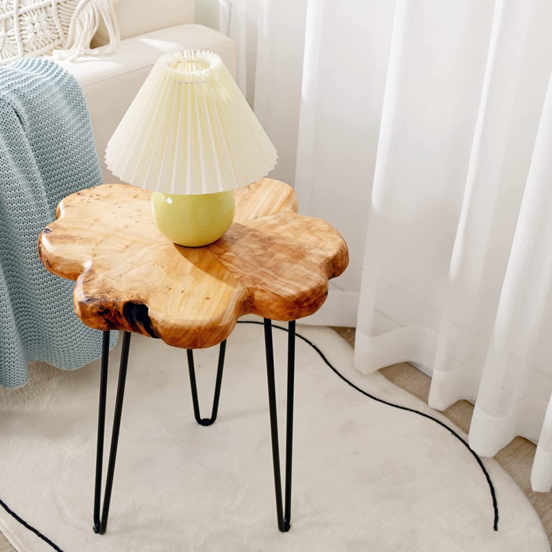 Small Live Edge Side Table Hairpin Legs Minimalist Rustic