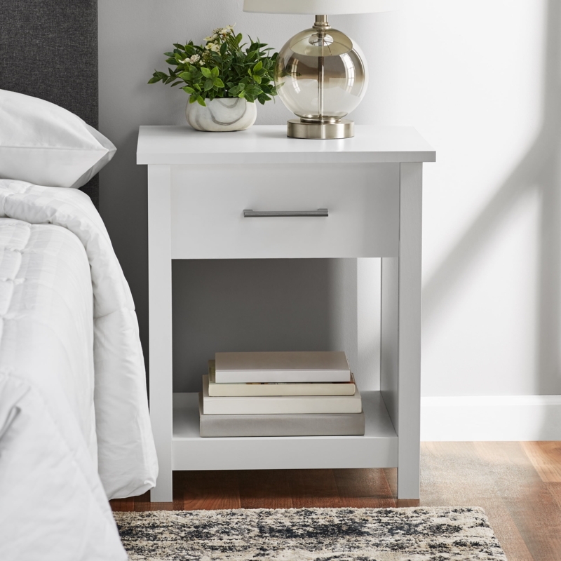 Small Space Nightstand with Splayed Legs and Round Knob Drawer
