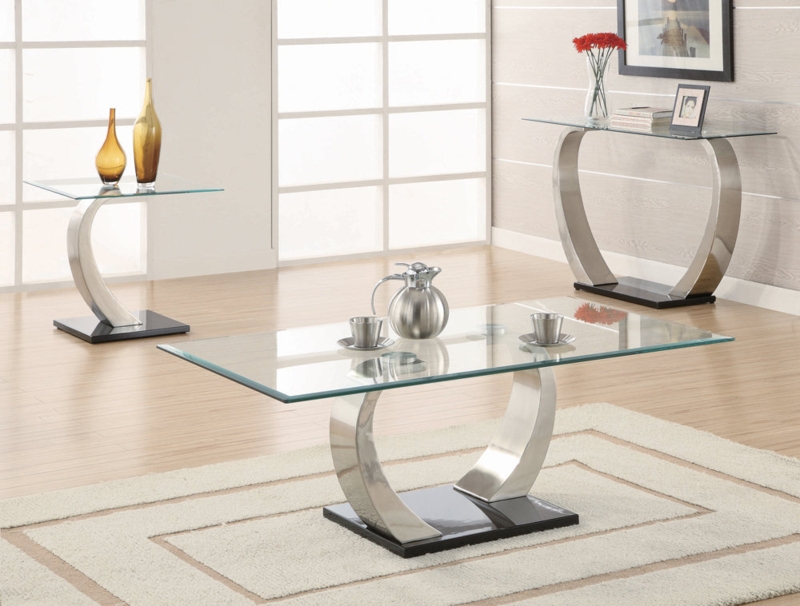 Sofa Table Espresso Wood Toned Transparent Acrylic C-Shape