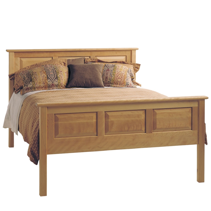 Solid Wood Panel Bed Frame with Recessed Panels and Square Posts