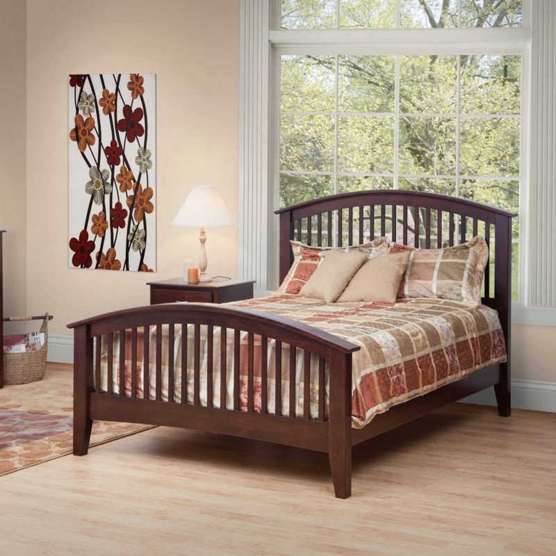 Spindle Bed Honey Wood Tone Arched Headboard Traditional Shaker Style