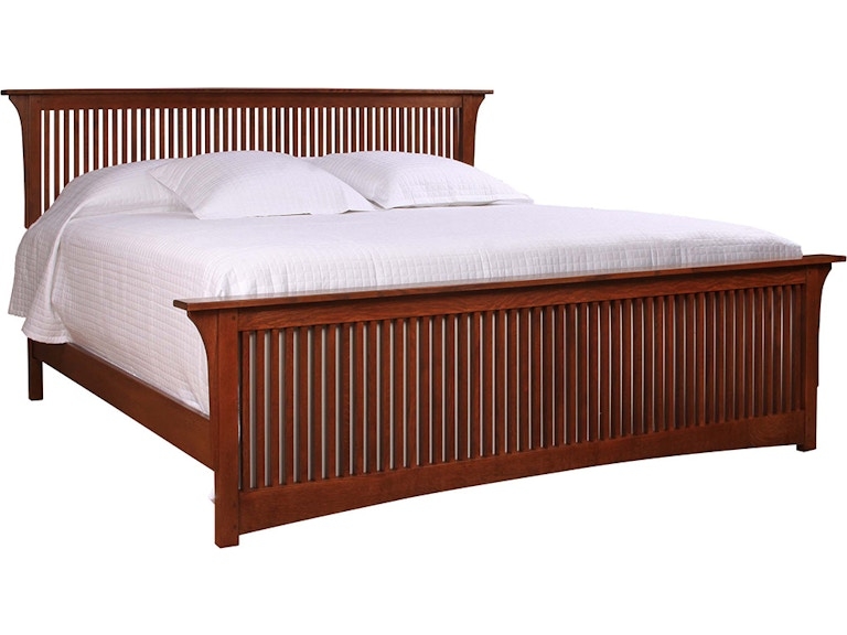 Spindle Bed Warm Brown Wood High Headboard Mission Style Footboard