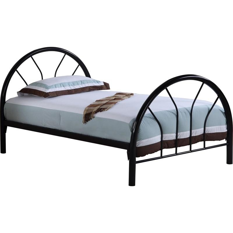 Spindle Headboard Bed Frame, Black Metal, Tubular Open-Frame