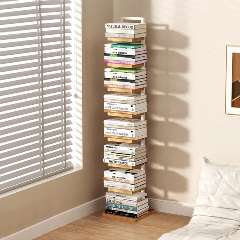 Spine Bookcase Scandinavian Modern Off-White Metal Freestanding