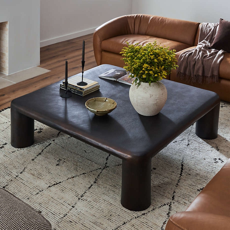 Square Coffee Table Low Profile Aluminum Block Legs